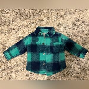 Carters 18 months coat- green and blue plaid, Sherpa interior